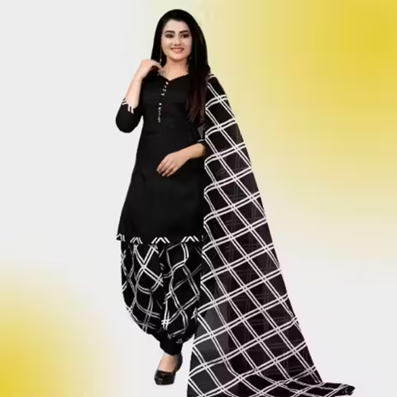 Women's Cotton Printed Salwar Suit & Dupatta