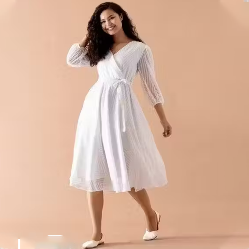 Women Solid Georgette Stitched One Piece Frock