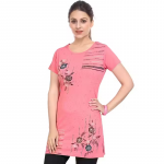 Cotton Bio-Wash Women' Half Sleeve Printed Round Neck Long T shirts/Top