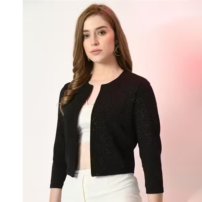 Women's Micro Stylised Black Shrugs