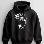 Trendy Black Hoodie for Men with Anime Print Stylish Winter Wear Sweatshirt