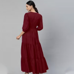 Maxi Dress with Puff Sleeves & Smocked Waist