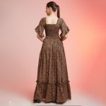 Women's Crepe Floral Printed Smocked Maxi Dress