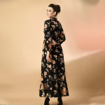 Printed V-Neck Flared Maxi Dress