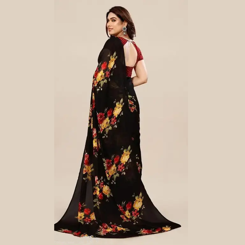 Georgette Floral Printed Saree with Blouse Piece