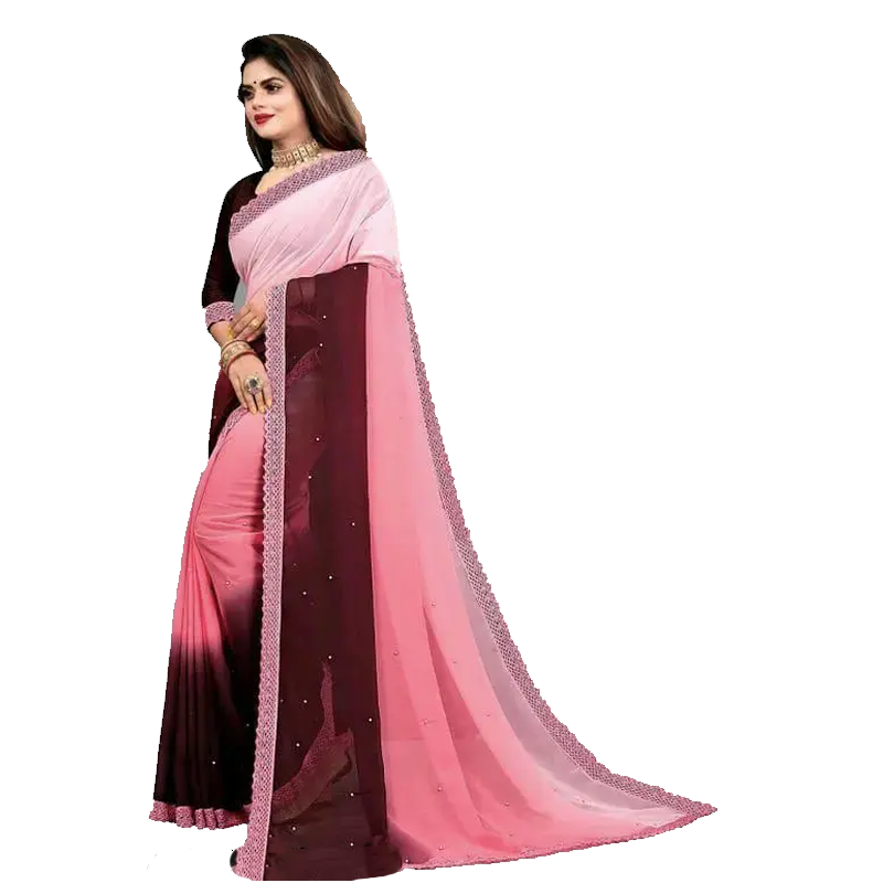 Silk Blend Multicolor Embroidered Saree