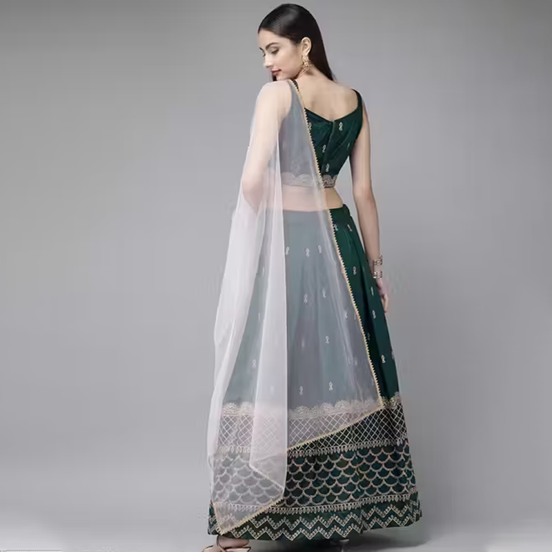 Embroidered lehenga choli and Net Dupatta for women