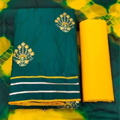 Green Embroidered daily & formal wear dress material