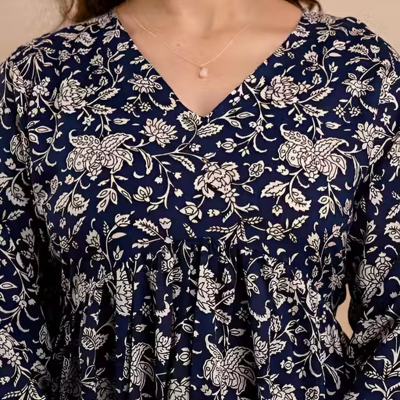 Navy Blue V-NECK Short Top