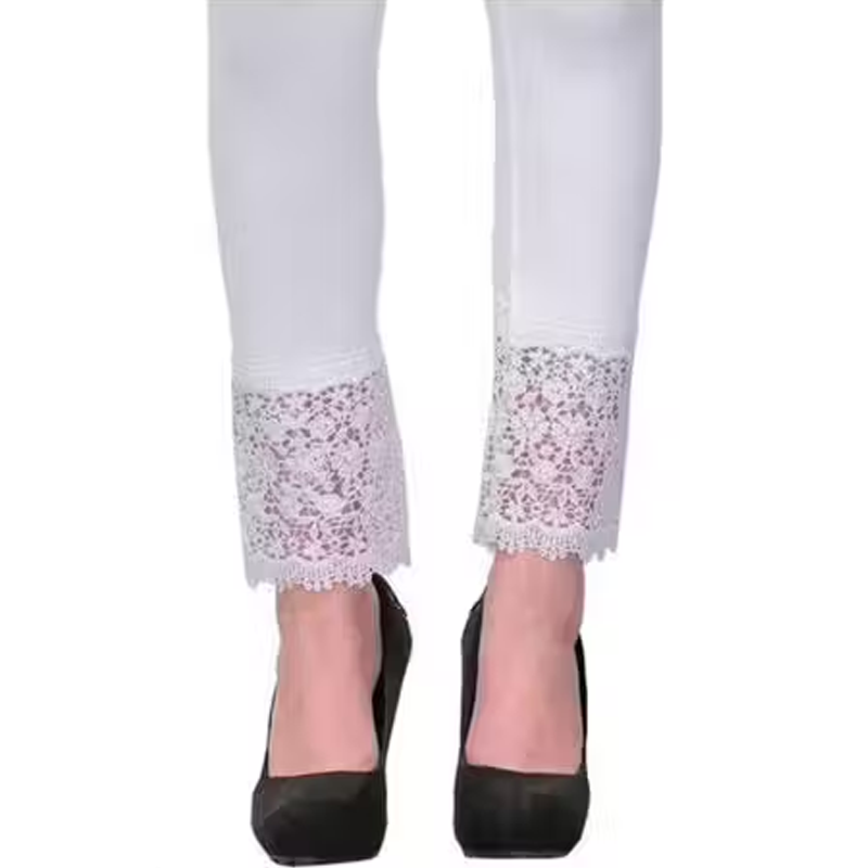 Lace Cotton Leggings _White_ Women's & Girl's _Soft cotton, Stretchable & Comfortable with Stylish