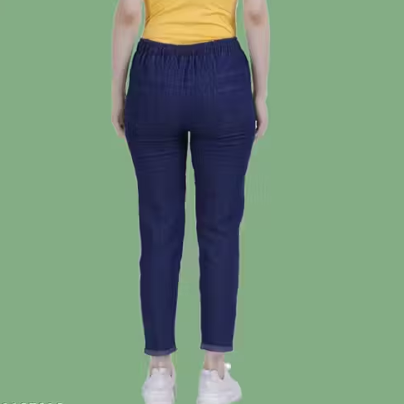 Stretchable Ankle Length Pant with Curved Pocket