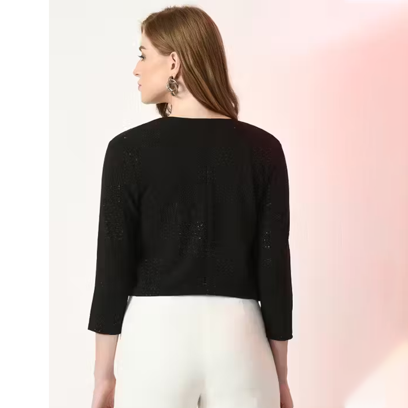 Women's Micro Stylised Black Shrugs