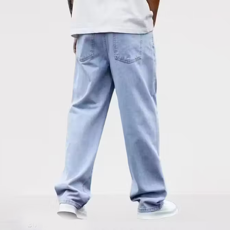 Loose Fit Mid Rise Light Blue Men Denim Jeans