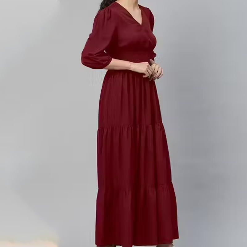 Maxi Dress with Puff Sleeves & Smocked Waist