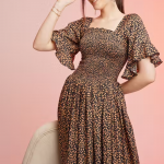 Women's Crepe Floral Printed Smocked Maxi Dress