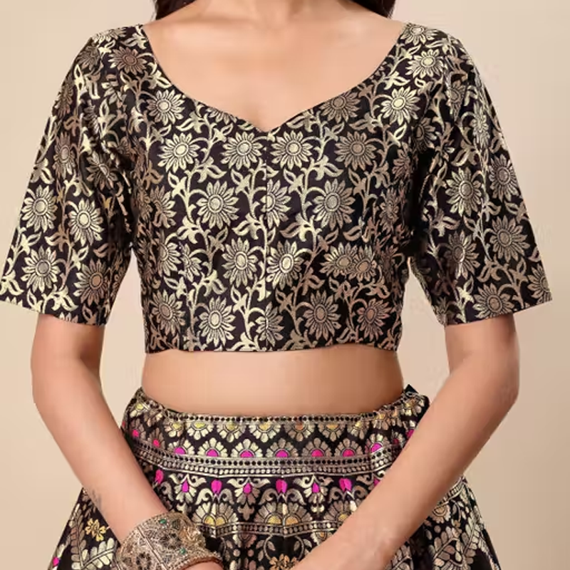 Women's Black & Pink Lehengas