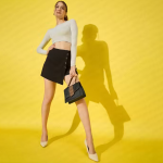 Black Skirt Lycra Blend Mini Women Skirts