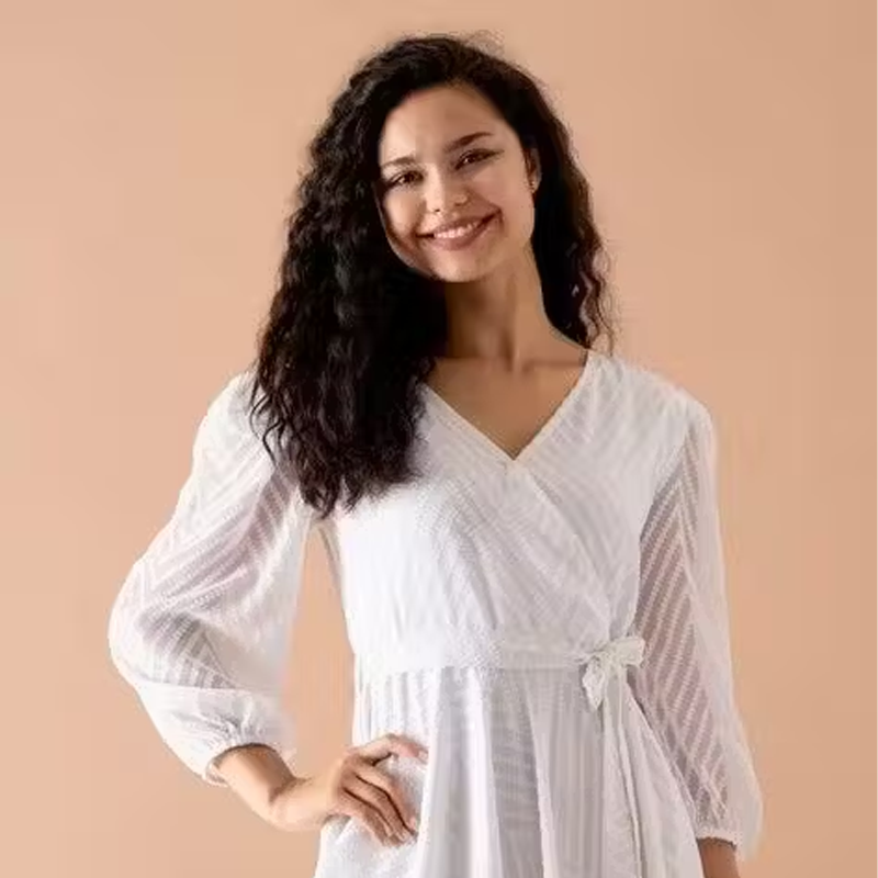 Women Solid Georgette Stitched One Piece Frock