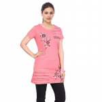 Cotton Bio-Wash Women' Half Sleeve Printed Round Neck Long T shirts/Top