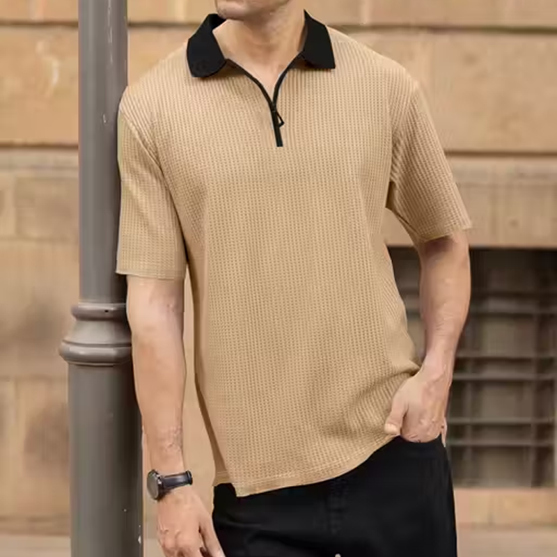 Half Sleeve Neck Zipper T-shirt