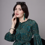 Green Floral Printed Sleeves Maxi Dress