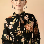 Printed V-Neck Flared Maxi Dress