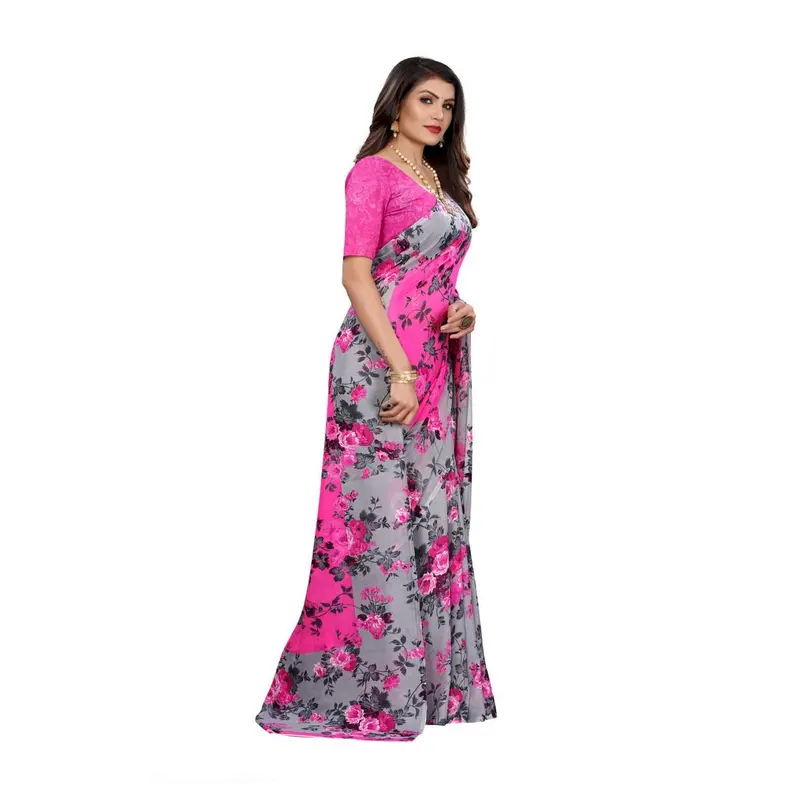 Floral Printed Georgette Saree