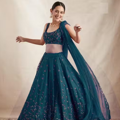 Women's Silk Embroidered Semi-Stitched Lehenga Choli