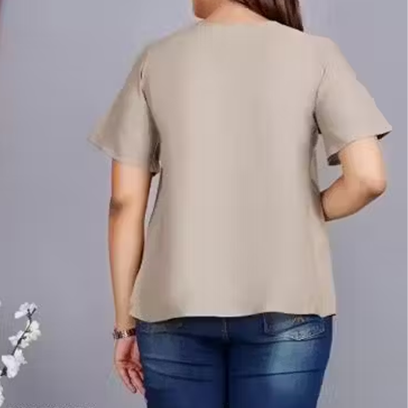 Fashion Grey Rayon Embroidered Tunic/Top