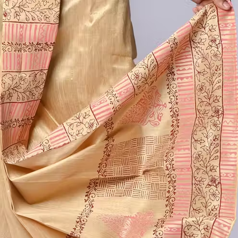 Print Dupion Silk Dhoti For Men Readymade Dhoti Printed Men Dhoti